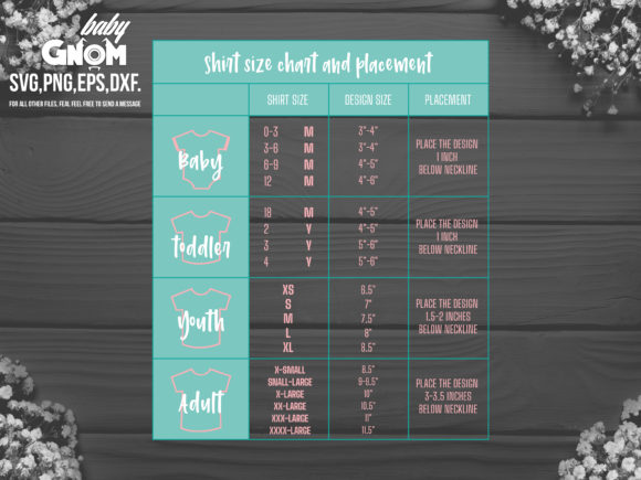 Download T-Shirt Size Chart and Placement - Art Collection