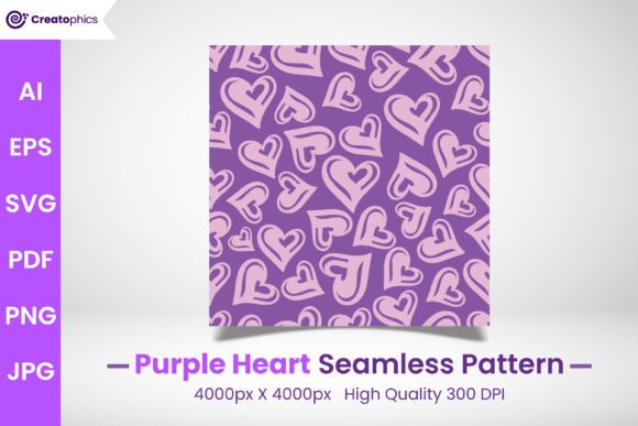 Download Purple Seamless Heart Pattern and Paper - Art Collection
