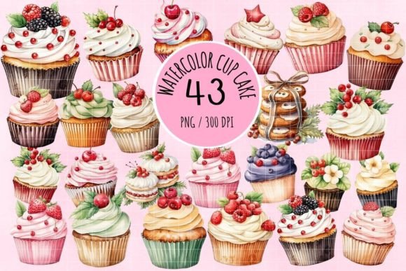 Download Watercolor Cup Cake Clipart - Art Collection