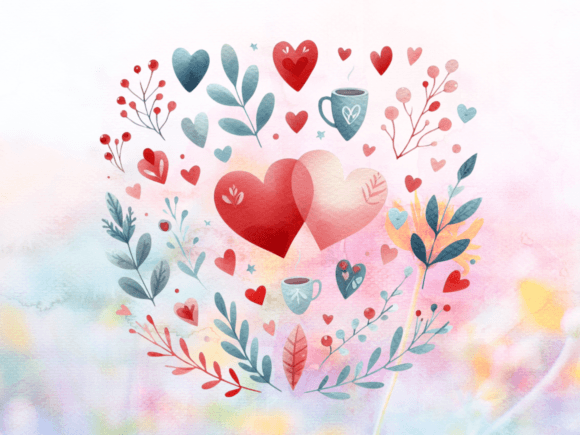 Download Watercolor Hearts Valentines Day Clipart - Art Collection
