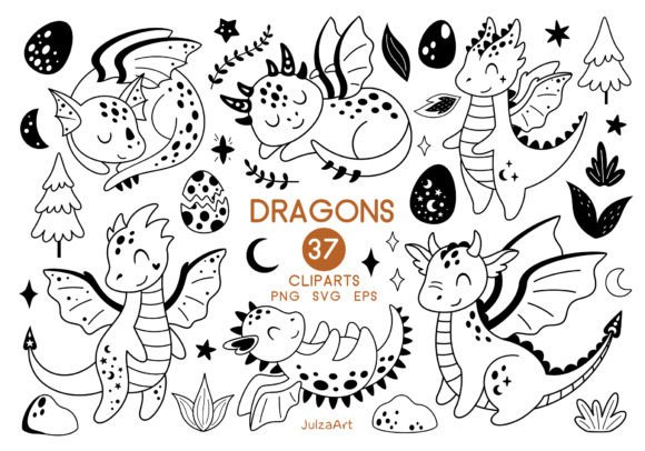 Download Black and White Dragon Clipart - Art Collection