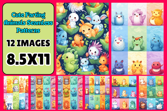 Download Cute Farting Animals Digital Paper - Art Collection