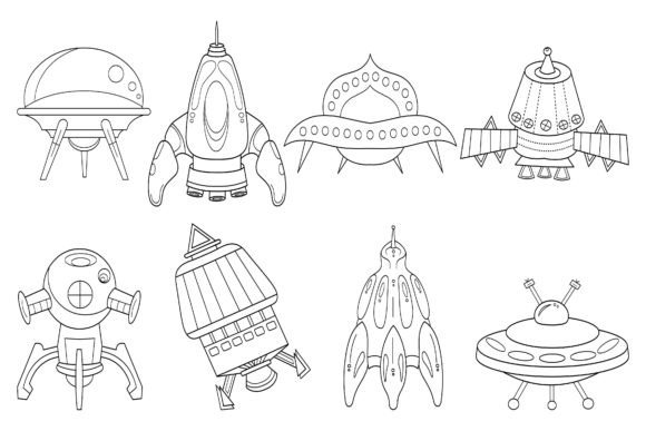 Download Spaceship Clip Art Digital Stamp Set-2. - Art Collection