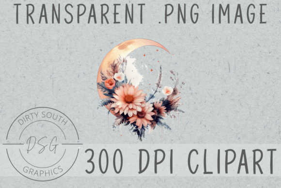 Download Floral Watercolor Moon Clip Art - Art Collection