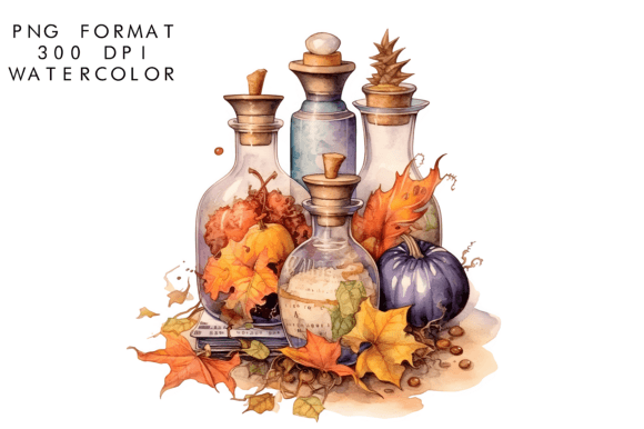 Download Watercolor Witch Potions Clipart - Art Collection